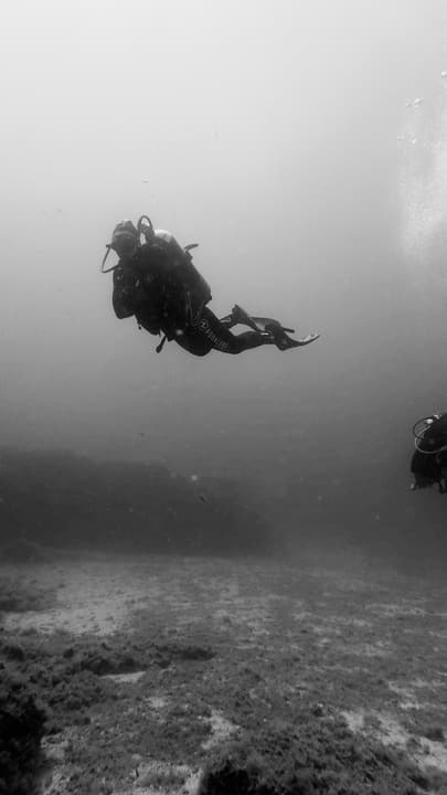 Foto Diving Chia: Solo nel grigio. Quando la visibilità ti regala un quadro a olio in movimento.