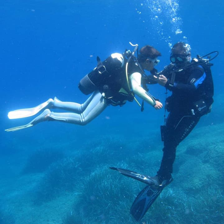 Foto Diving Chia: Briefing in immersione. Anche sotto, ogni segnale viene controllato e rispiegato.